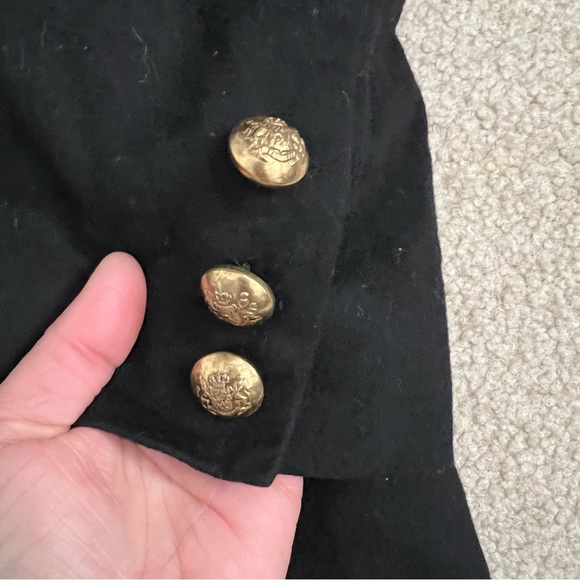 Vintage 1980s Jaeger Women’s Double Breasted Black Wool Blazer Gold Buttons - Picture 7 of 15